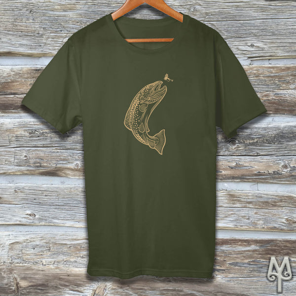 Brown Trout, gold logo t-shirt – Montana Treasures
