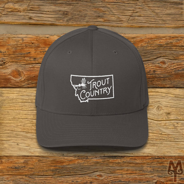 Montana Trout Country, Fly Fishing Ball Cap, Dark Grey