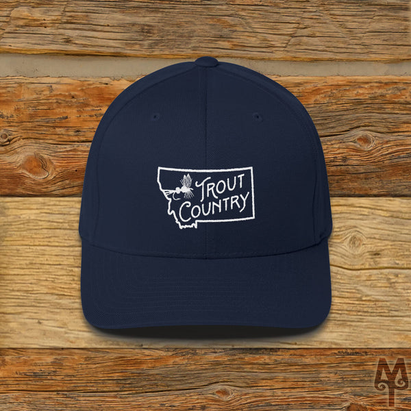 Montana Trout Country, Fly Fishing Ball Cap, Dark Navy