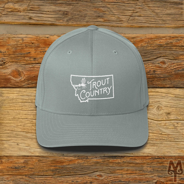 Montana Trout Country, Fly Fishing Ball Cap, Grey