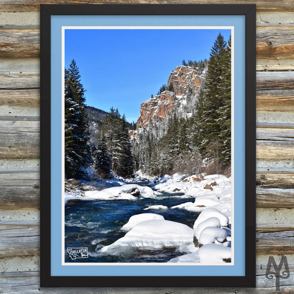 Gallatin Canyon Winter, framed poster, 18 X 24