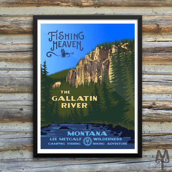 Gallatin River, Fishing Heaven, new framed poster