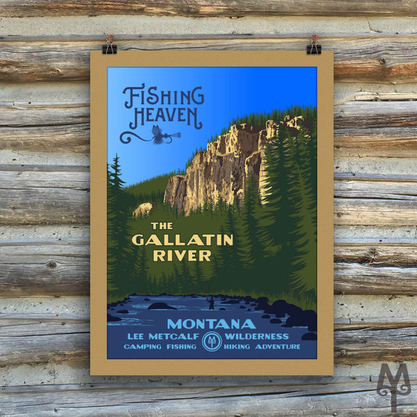 Gallatin River, Fishing Heaven, new matted, unframed poster