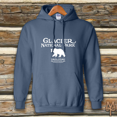 Sweat à Capuche Homme Prairie Mountain Glacier National Park Montana - Taille XL, Gris, Occasion Très Bon état