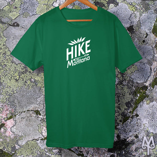 Hike Montana, white logo t-shirt, Kelly Green