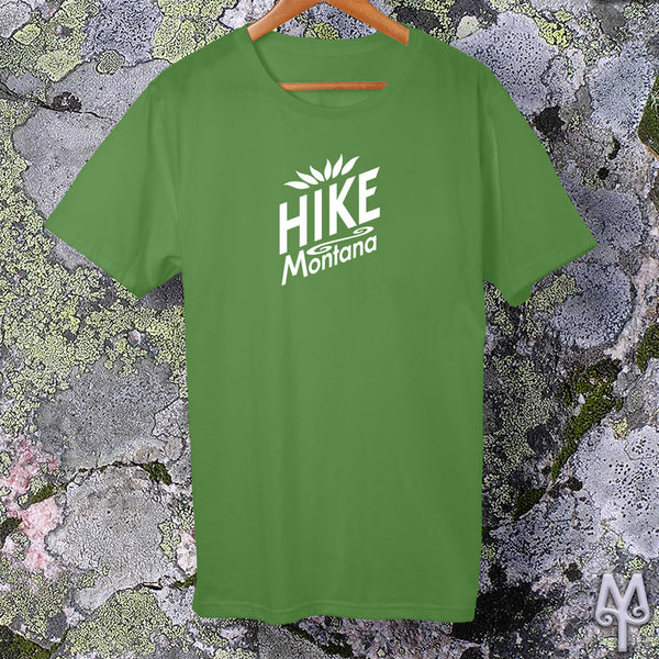 Hike Montana, white logo t-shirt, Leaf