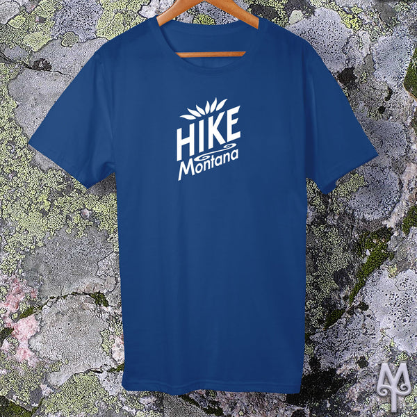 Hike Montana, white logo t-shirt, True Royal