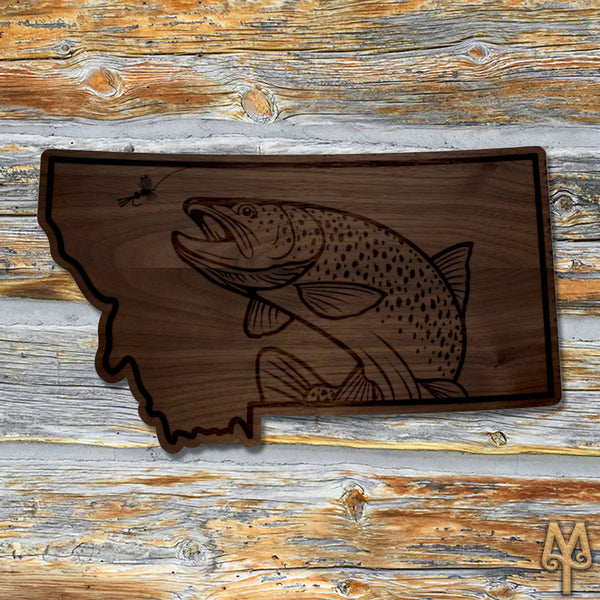 Wood Montana Brown Trout Wall Sign