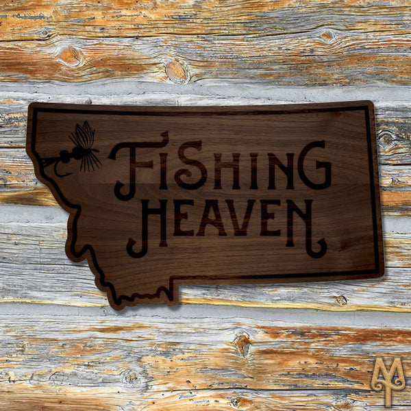 Wood Montana Fishing Heaven Wall Sign