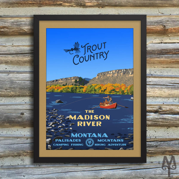 Madison River, Trout Country, new, matted, framed poster