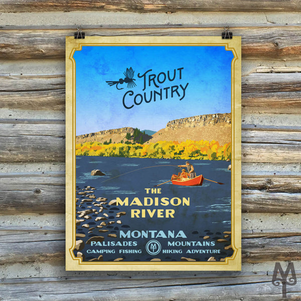 Madison River, Trout Country, vintage unframed poster