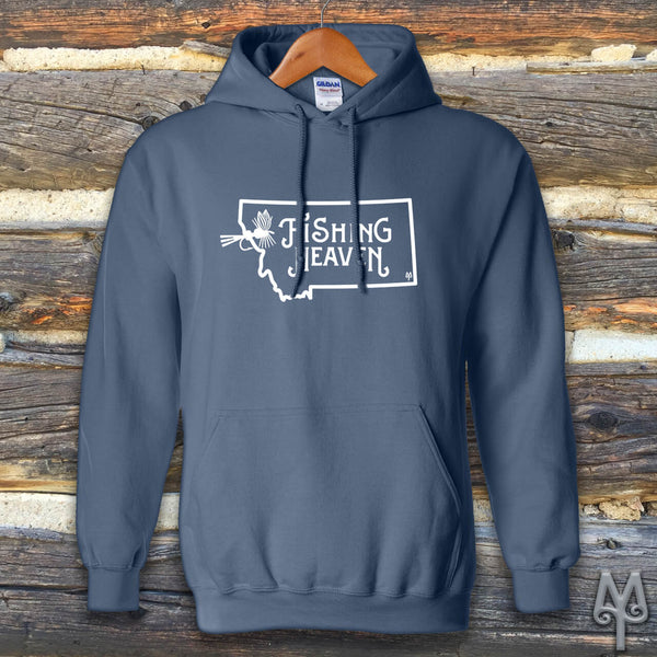Montana Fly Fishing vintage State Map Trout Salmon Fisherman Pullover Hoodie