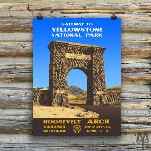 Yellowstone National Park, Roosevelt Arch, unframed poster