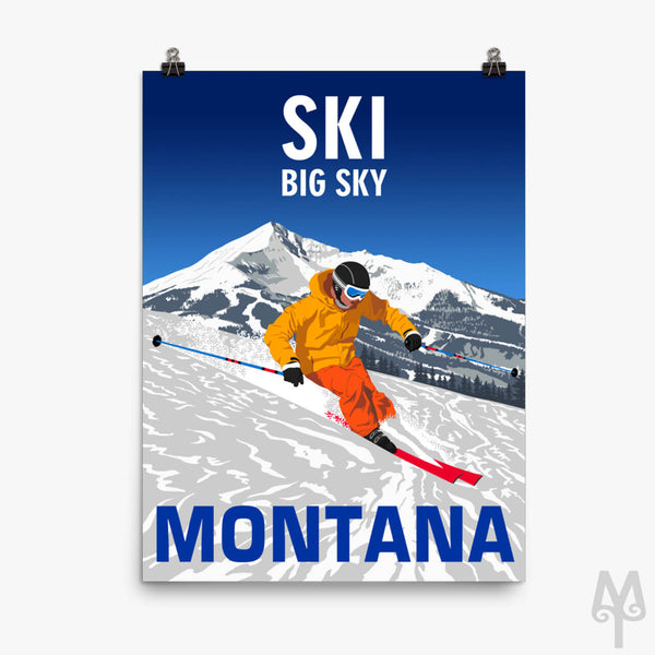 Ski Big Sky Montana, unframed poster