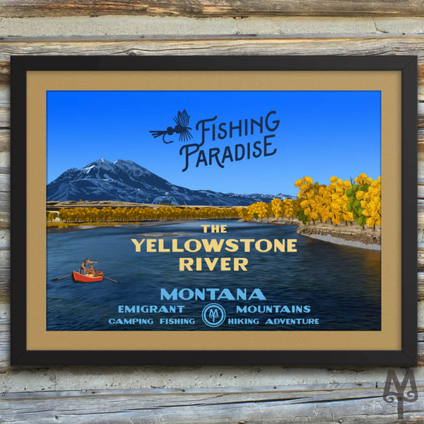 Yellowstone River, Fishing Paradise, new, matted, framed poster