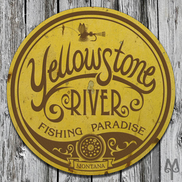 Vintage Yellowstone River, Wall Sign