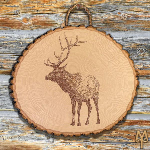 Merry Christmas, Montana Home Elk, Bass Wood Sign